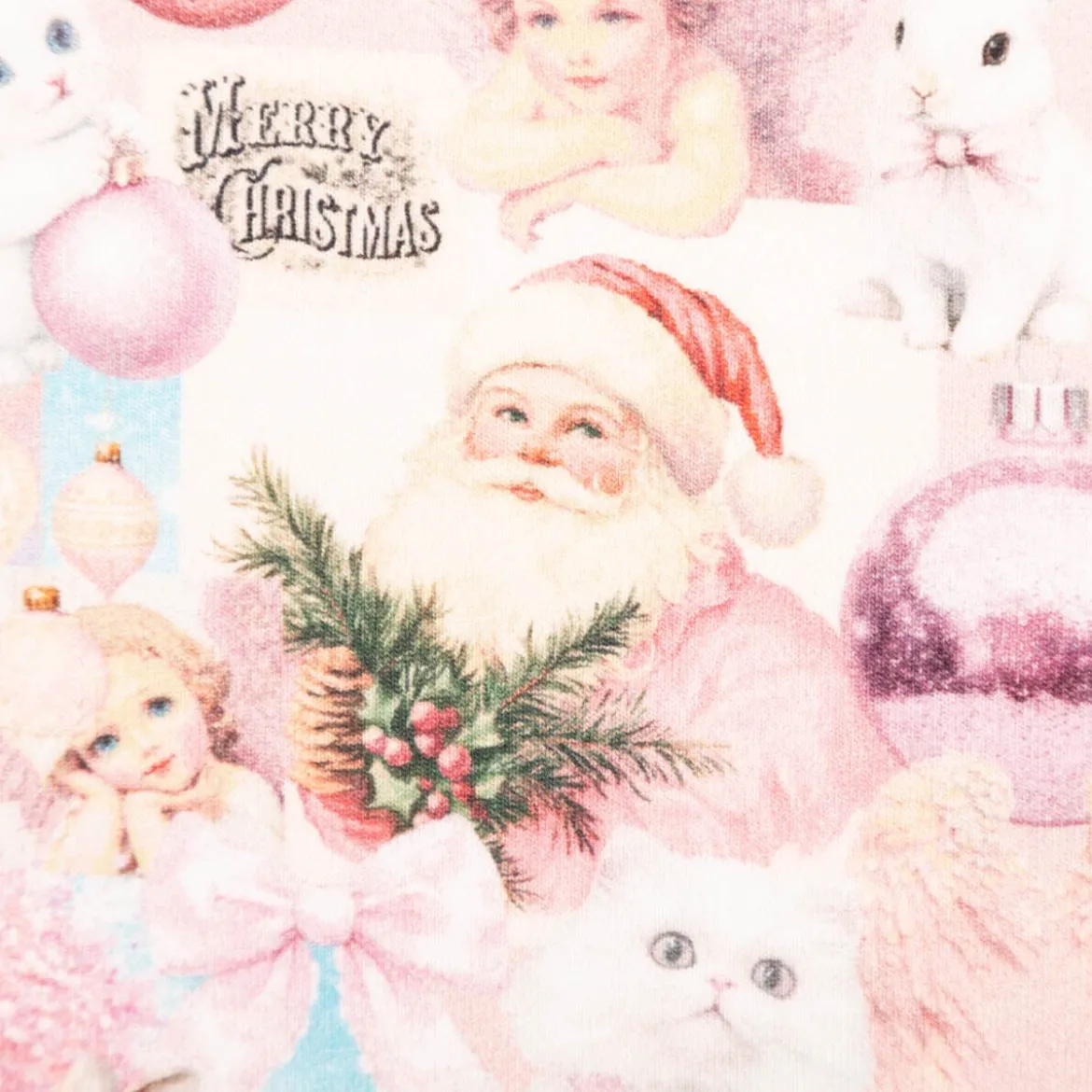French Terry Weihnachtsstoff rosa Sweet Xmas – Baumwolll Sweat mit Weihnachtsmotiv 1,50 m Breite