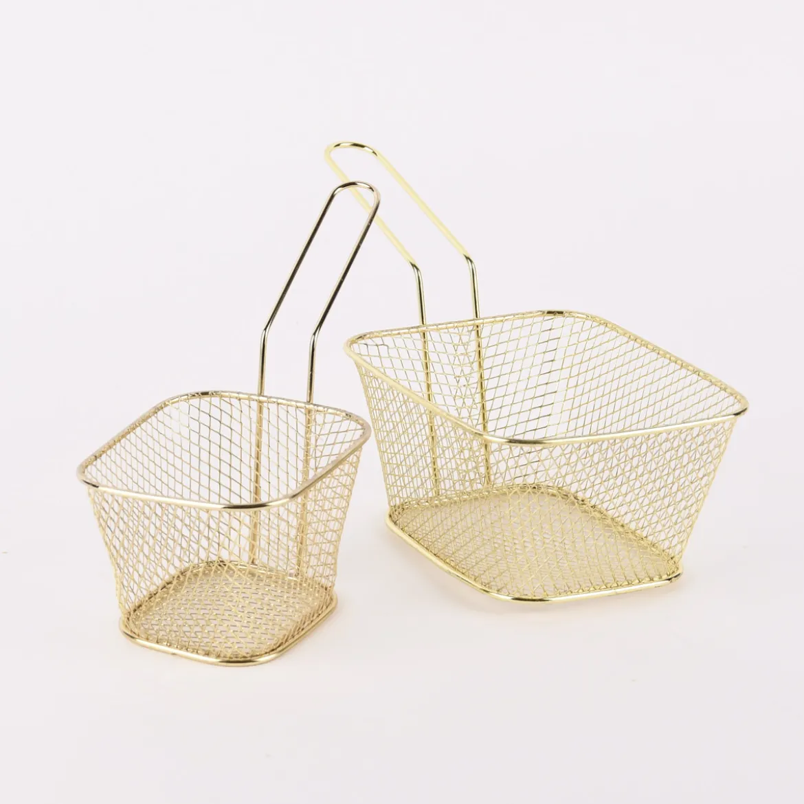 Frittierkorb groß Metall goldfarbig 24x11,5x12cm