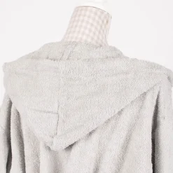 Frottee Bademantel mit Kapuze hellgrau 100% Baumwolle