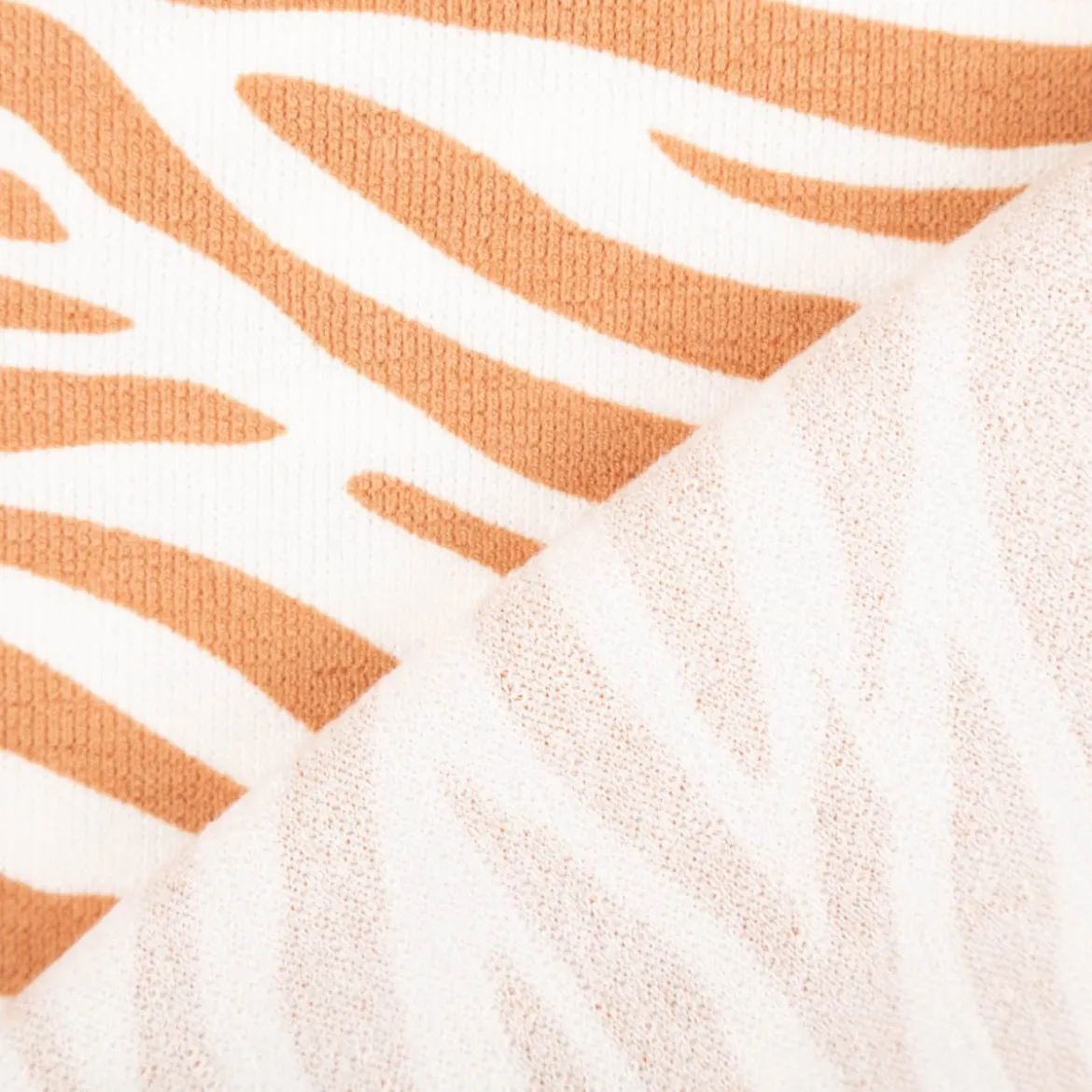 Frottee Krepp Stoff Zebras ecru nude 1,55m Breite