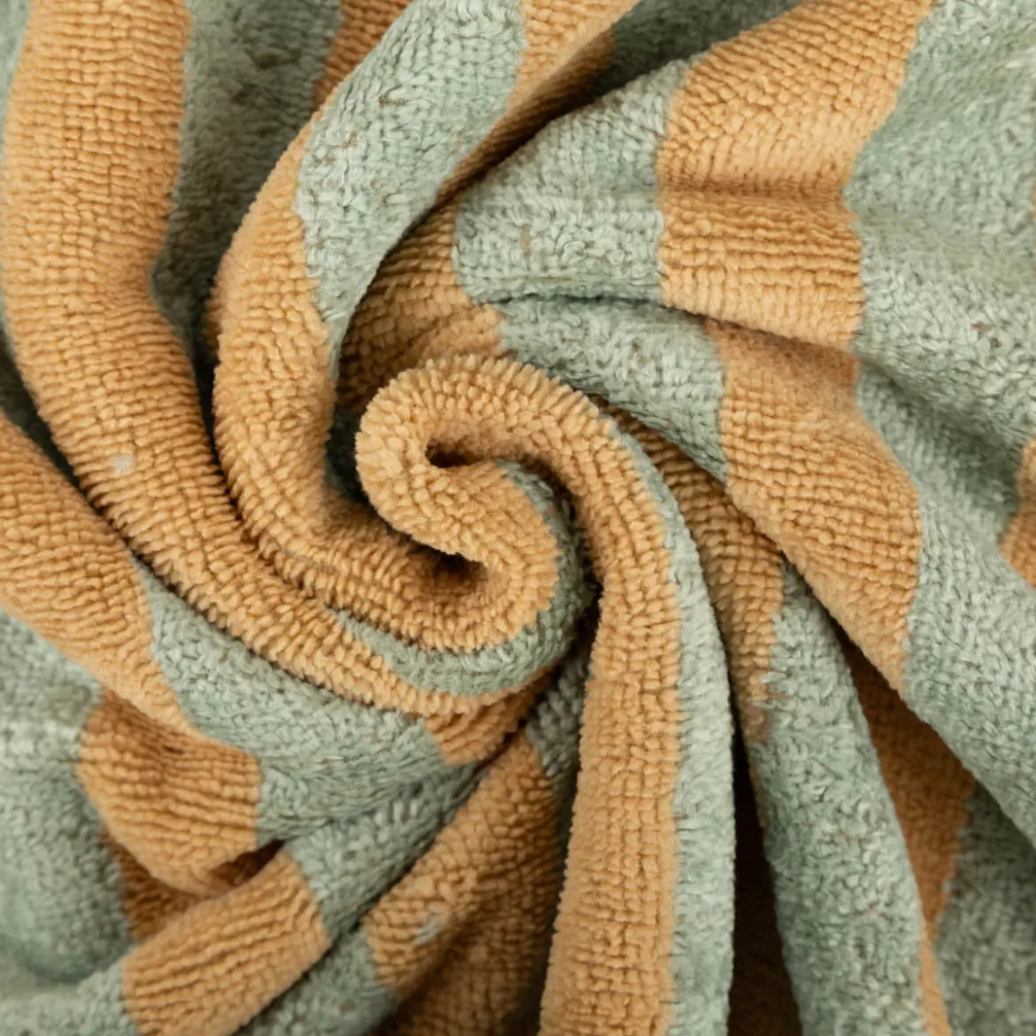 Frottee Stoff Baumwolle Bambus Streifen grün beige 150cm