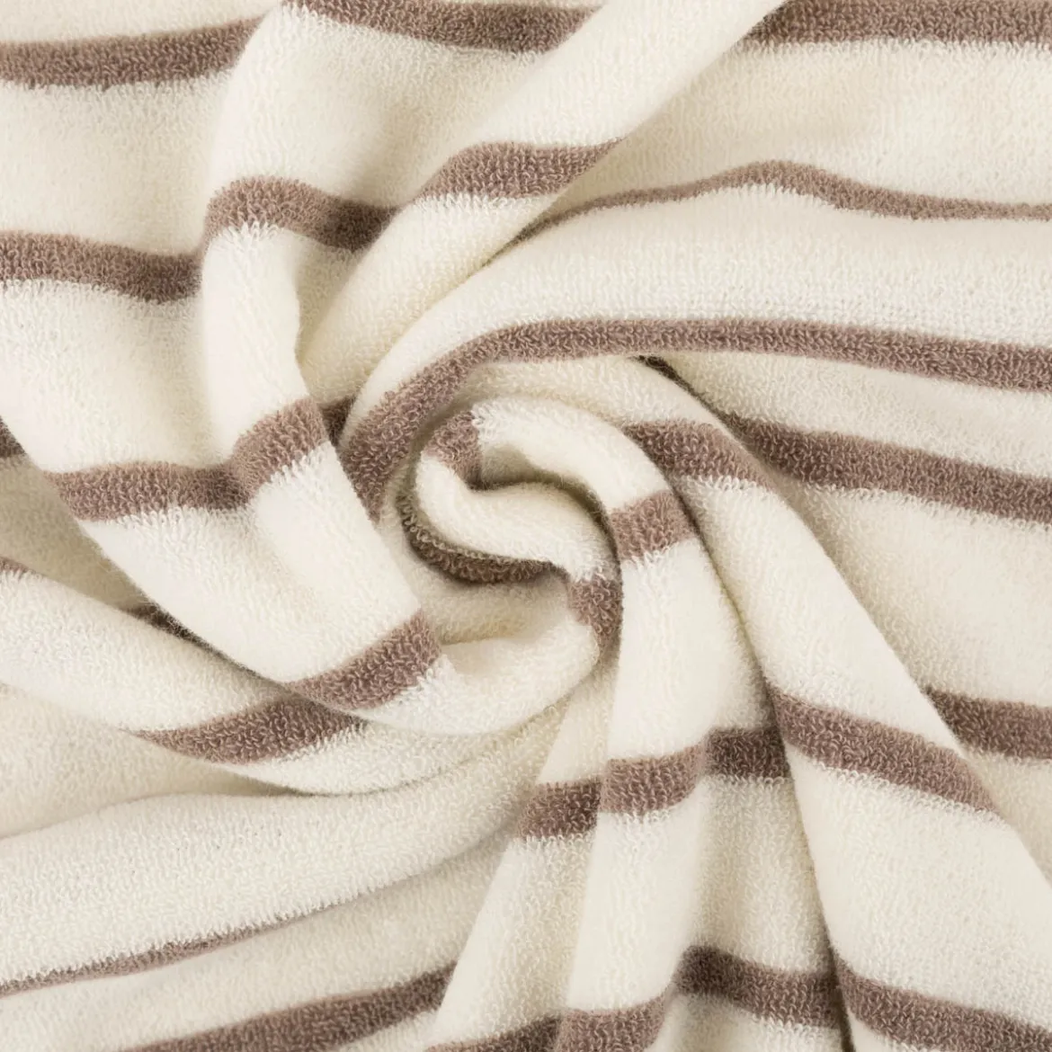 Frottee Stoff Baumwolle 245g/qm ecru taupe 1,55m Breite