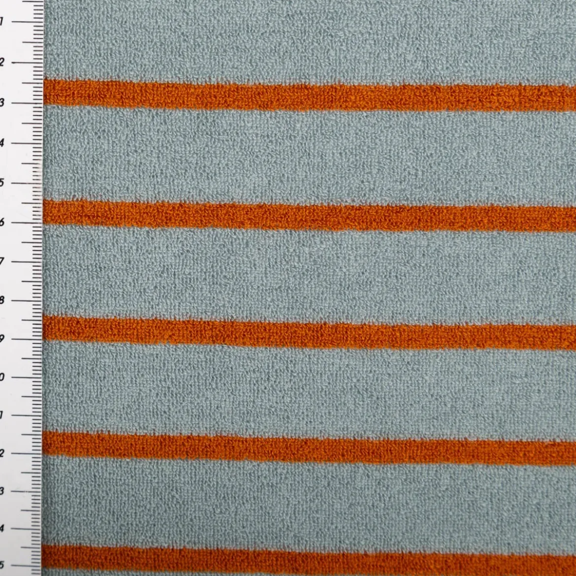 Frottee Stoff Baumwolle Streifen 245g/qm blau braun 1,55m Breite