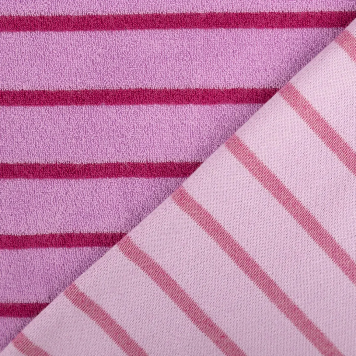 Frottee Stoff Baumwolle Streifen 245g/qm rosa pink 1,55m Breite