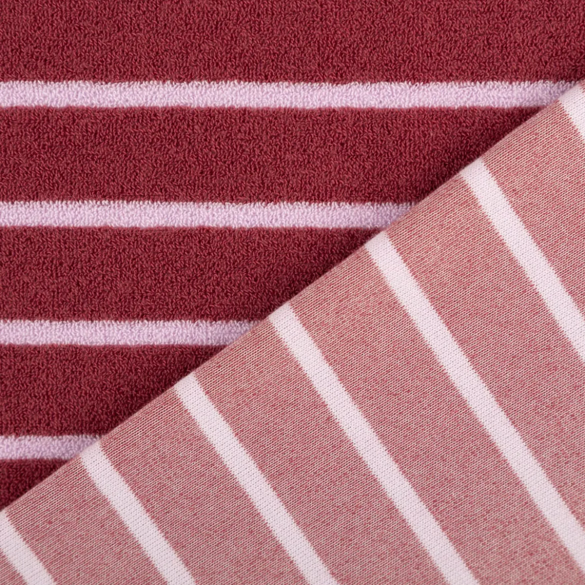 Frottee Stoff Baumwolle Streifen 245g/qm blush lila 1,55m Breite