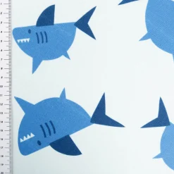 Frottee Stoff Digitalprint Haifisch blau 1,5m Breite