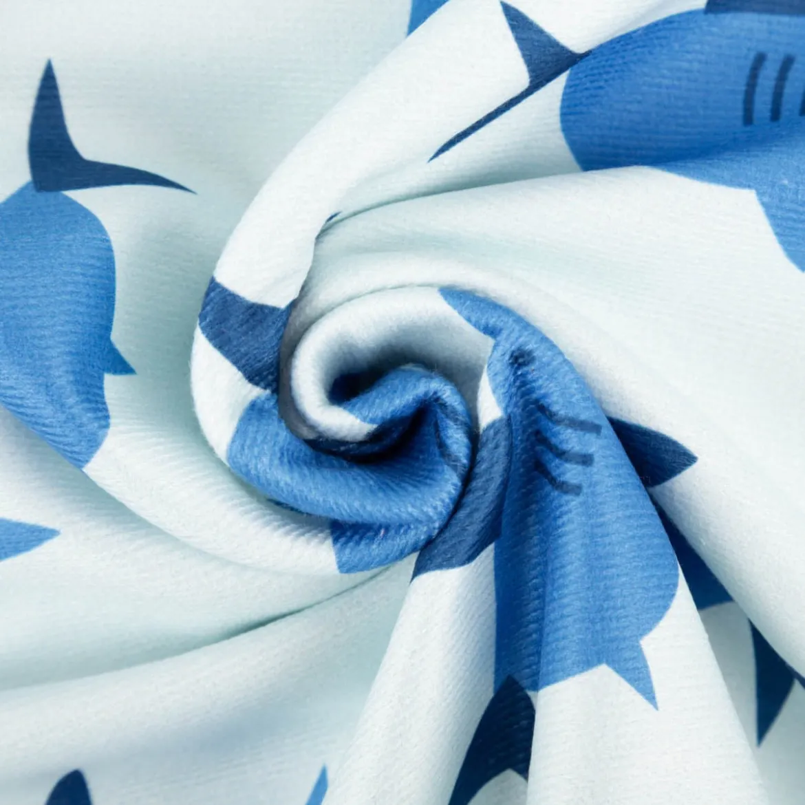 Frottee Stoff Digitalprint Haifisch blau 1,5m Breite