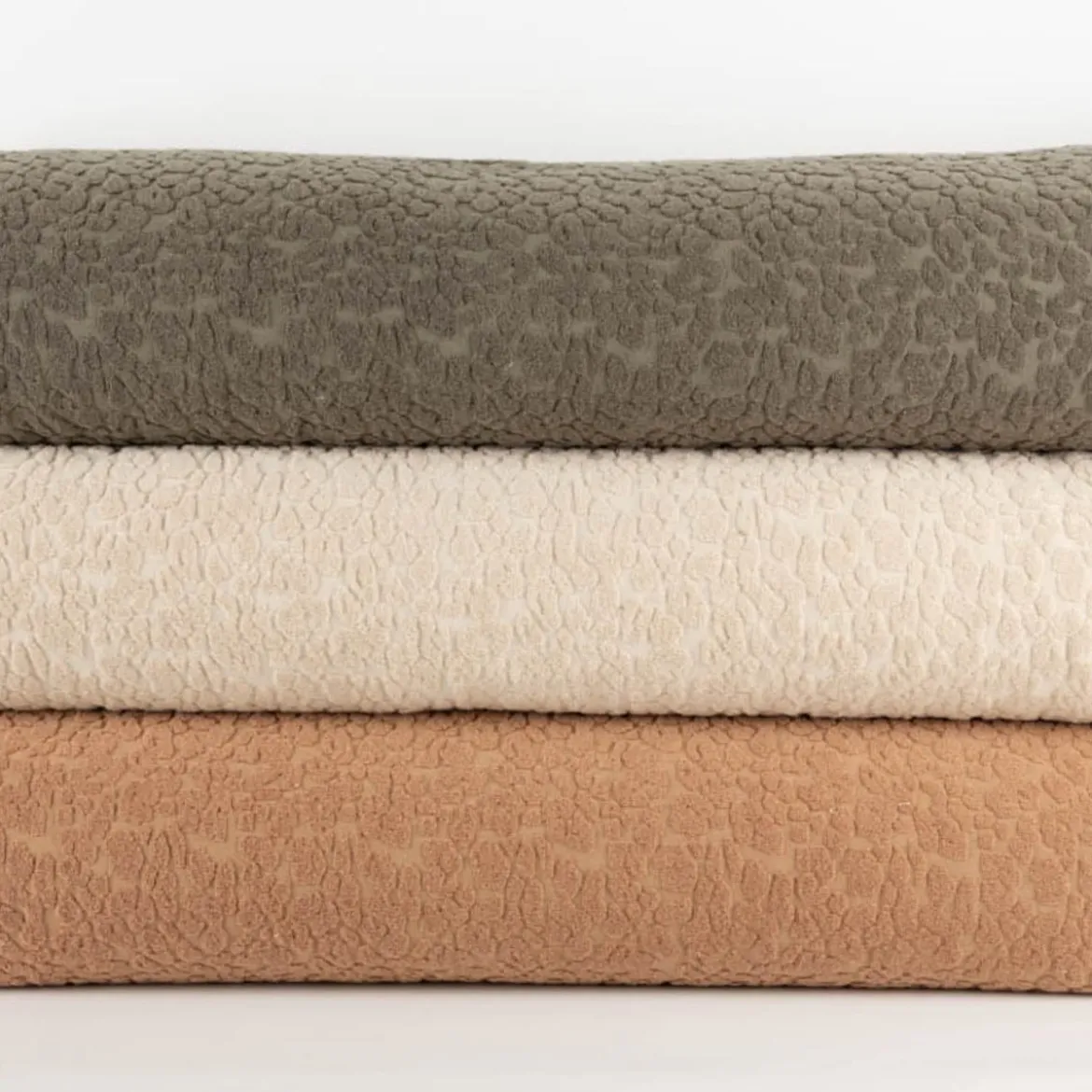 Frottee Stoff Leo khaki-grün 1,45m Breite