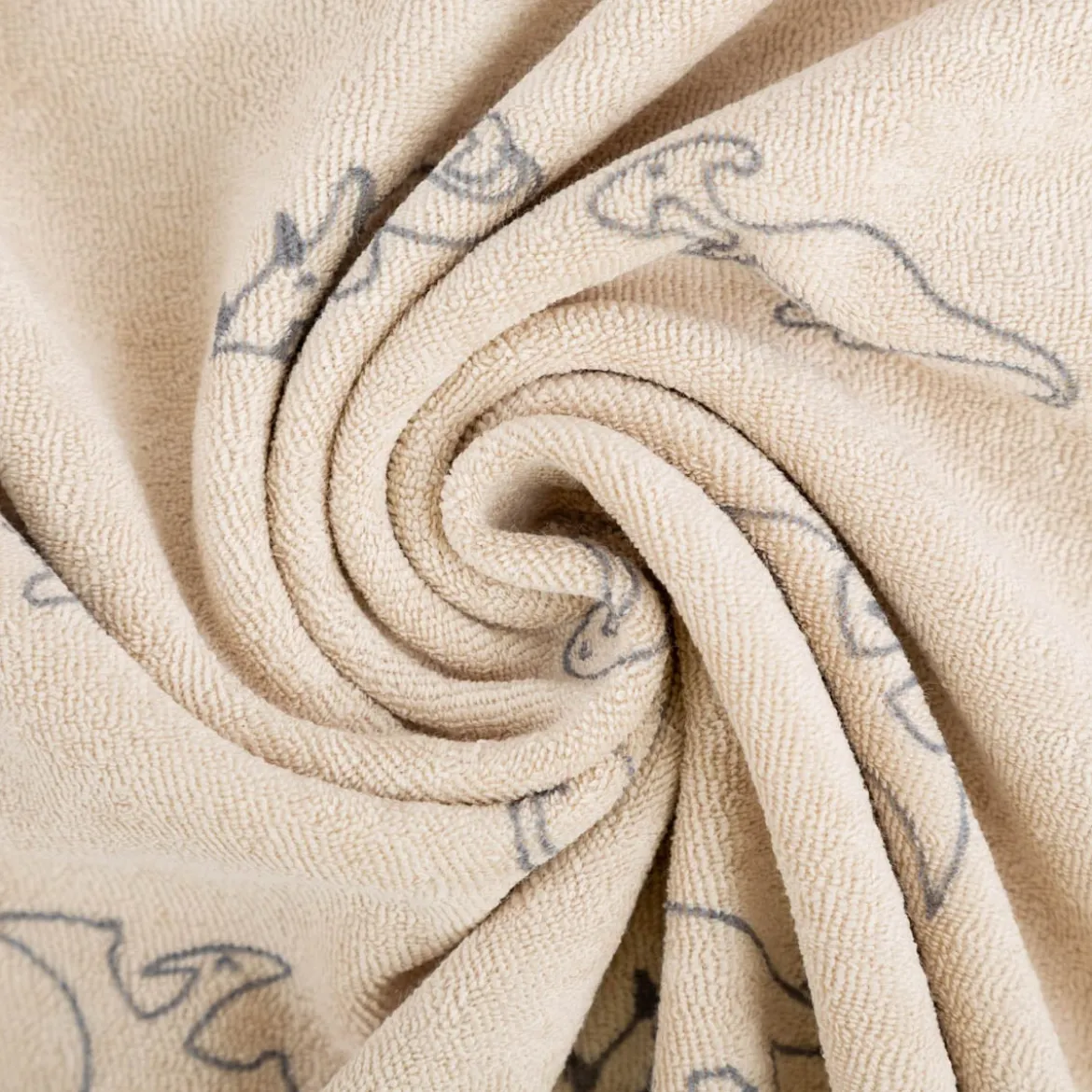 Frottee Stoff Stretch Dinosaurier beige 1,50m Breite