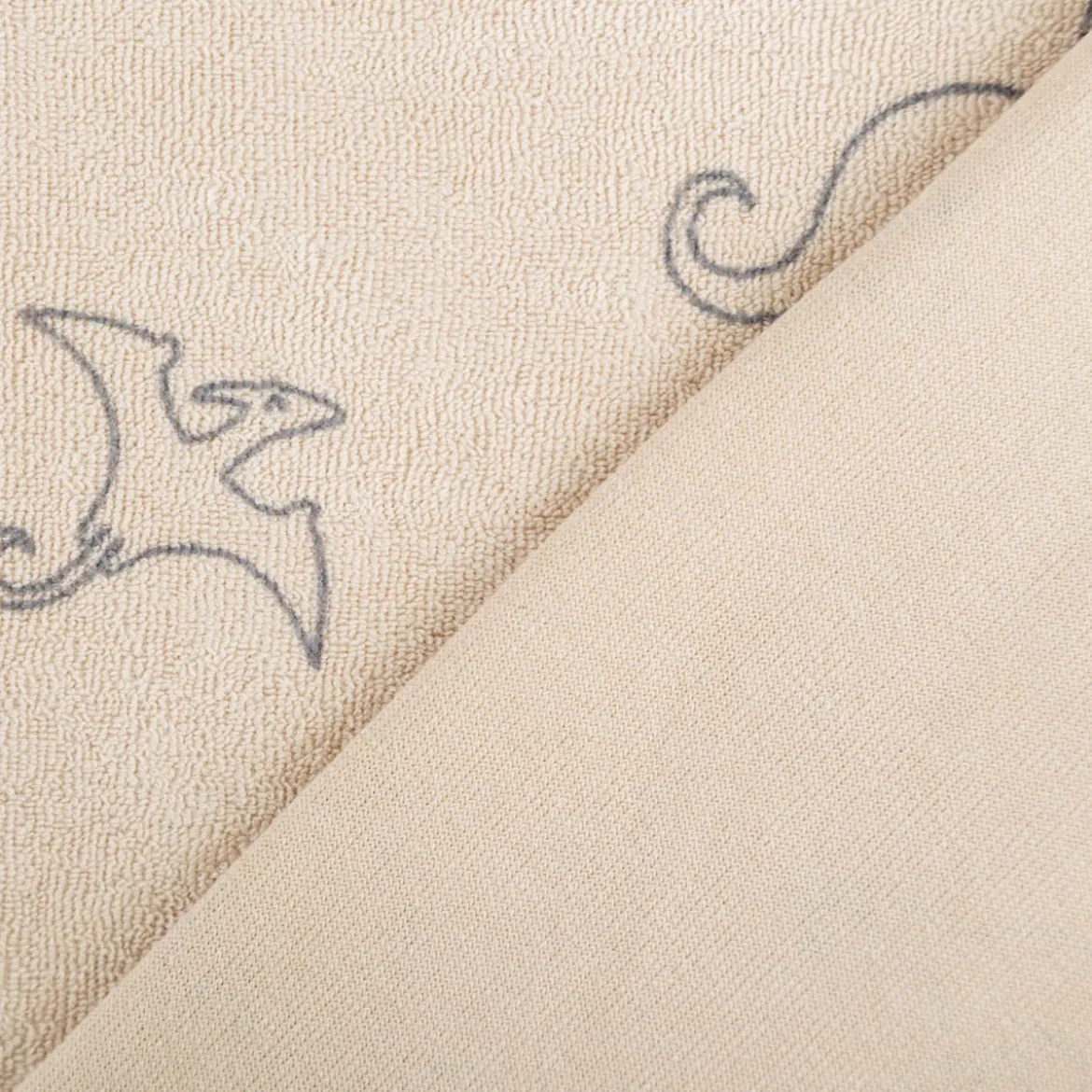 Frottee Stoff Stretch Dinosaurier beige 1,50m Breite