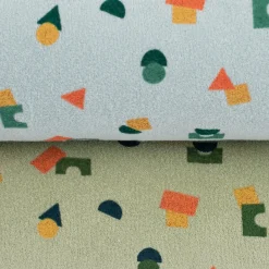 Frotteestoff Stretch Frottee Geometrie Bauklötze grün orange blau ocker 1,5m Breite