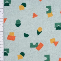 Frotteestoff Stretch Frottee Geometrie Bauklötze hellblau orange grün ocker 1,5m Breite