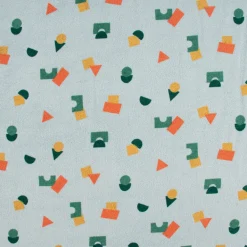 Frotteestoff Stretch Frottee Geometrie Bauklötze hellblau orange grün ocker 1,5m Breite