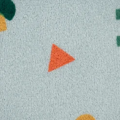 Frotteestoff Stretch Frottee Geometrie Bauklötze hellblau orange grün ocker 1,5m Breite