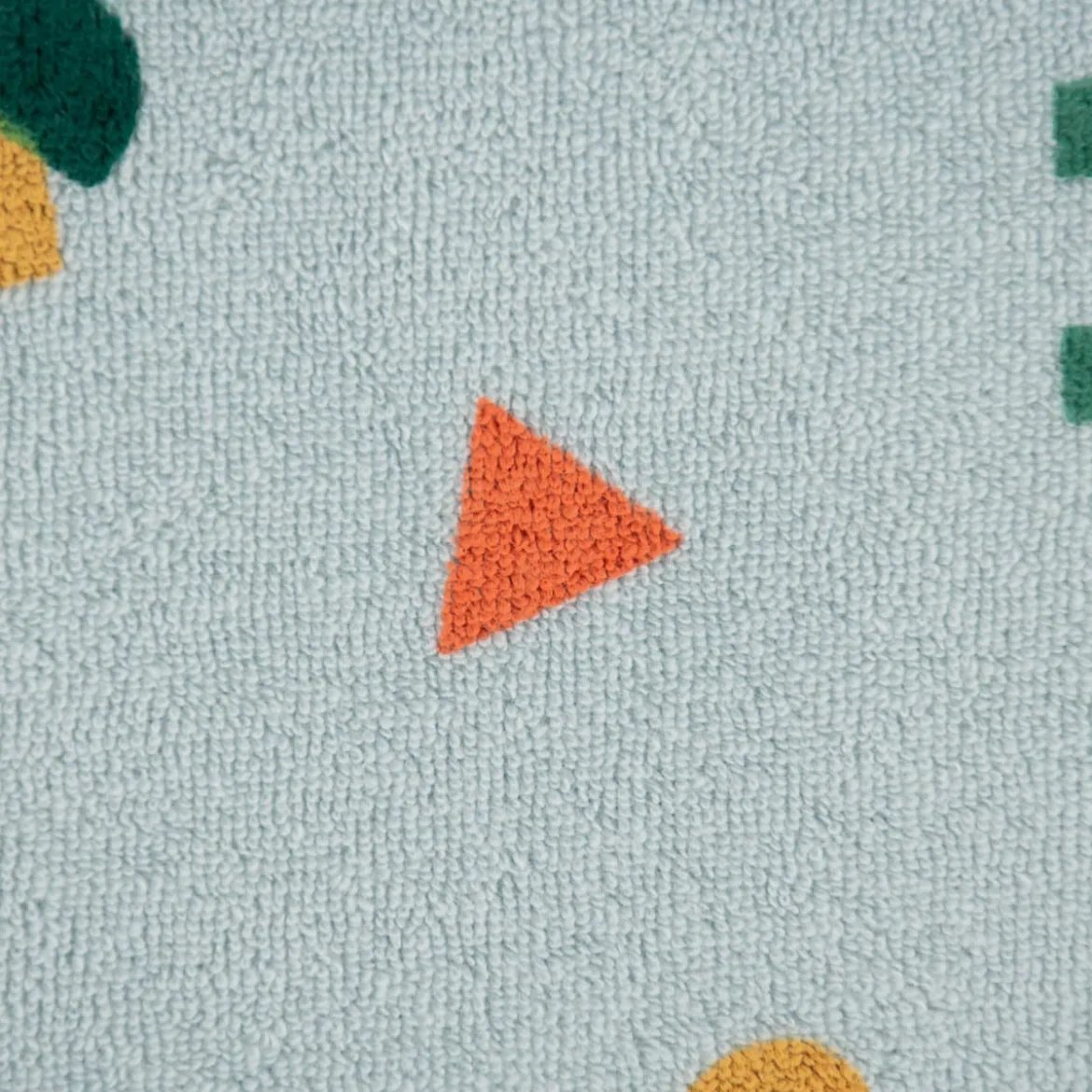 Frotteestoff Stretch Frottee Geometrie Bauklötze hellblau orange grün ocker 1,5m Breite