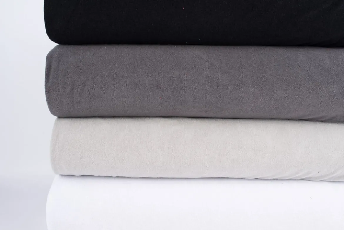 Frottee Stoff Stretch Frottee einfarbig hellgrau 1,5m Breite