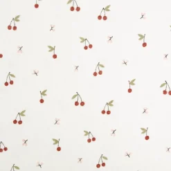 Frottee Stoff Stretch Kirschen wollweiß rot 1,50m Breite