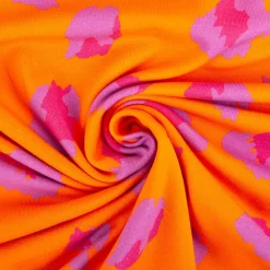 Fräulein von Julie Jersey Stoff Baumwolljersey Leo Digitaldruck orange lila pink 1,50m Breite