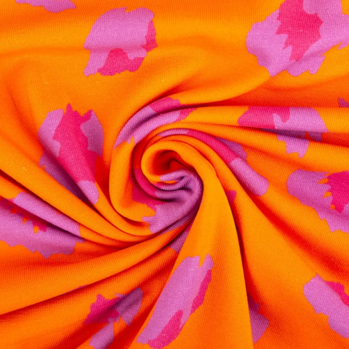 Fräulein von Julie Jersey Stoff Baumwolljersey Leo Digitaldruck orange lila pink 1,50m Breite