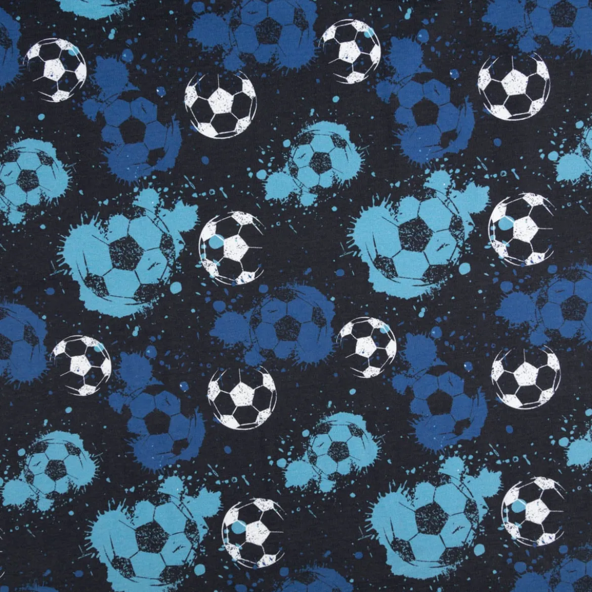 Fräulein von Julie Jersey Stoff Baumwolljersey Fußball Digitaldruck blau 1,50m Breite