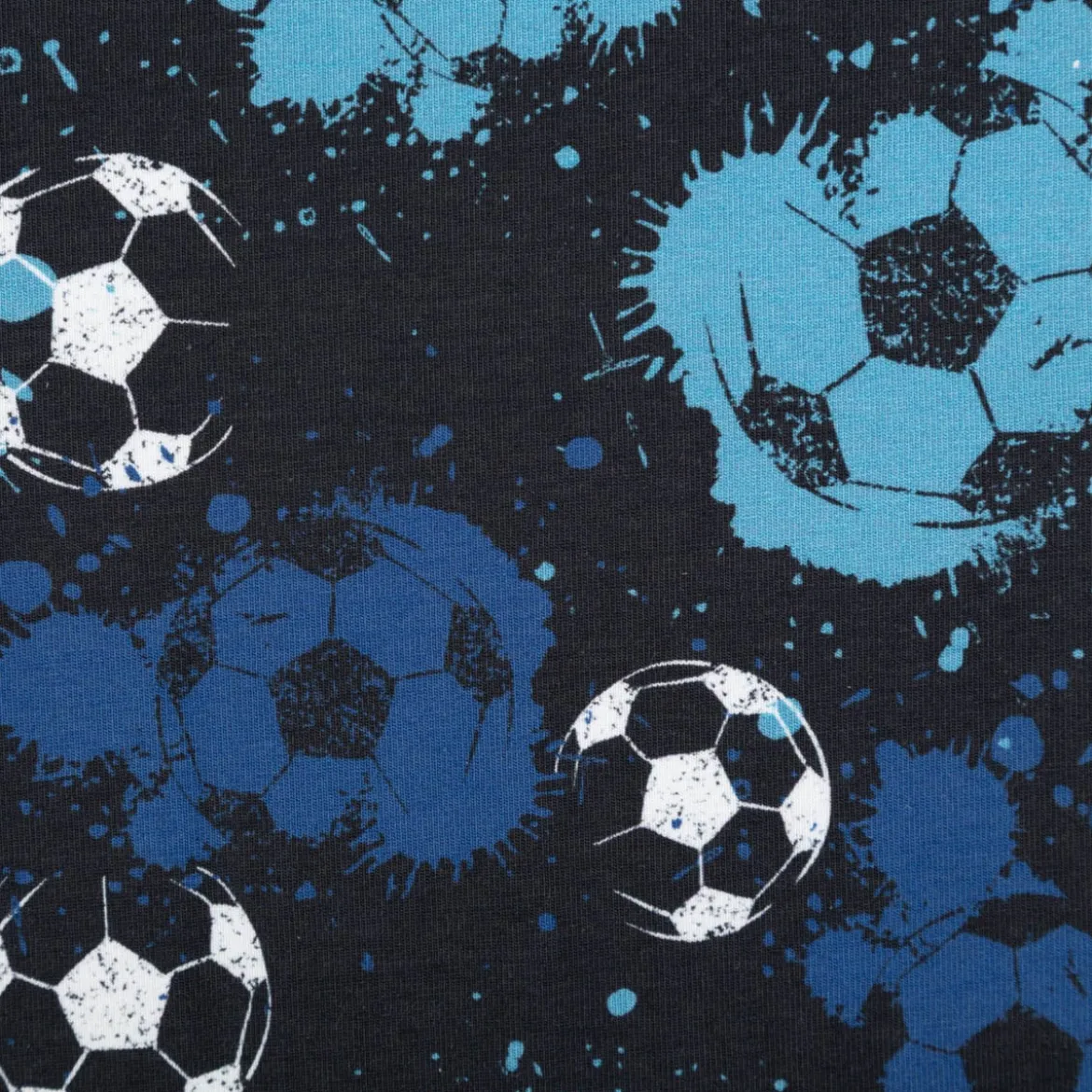 Fräulein von Julie Jersey Stoff Baumwolljersey Fußball Digitaldruck blau 1,50m Breite