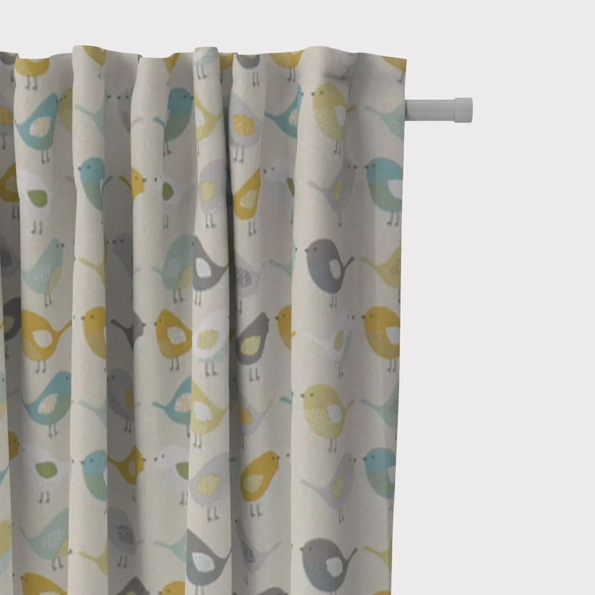 Fryett`s Englischer Dekostoff Baumwollstoff Halbpanama Birds Vögel beige grau mint senf 138cm Breite