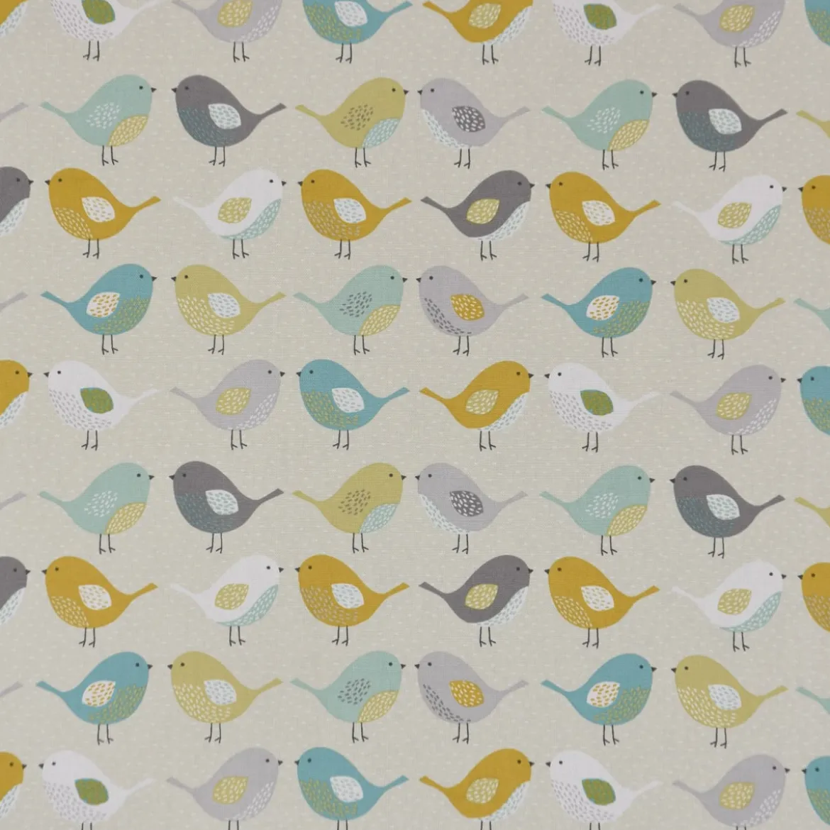 Fryett`s Englischer Dekostoff Baumwollstoff Halbpanama Birds Vögel beige grau mint senf 138cm Breite