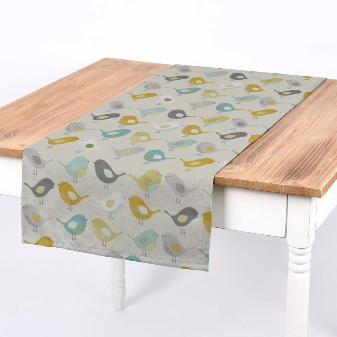 Fryett`s Englischer Dekostoff Baumwollstoff Halbpanama Birds Vögel beige grau mint senf 138cm Breite