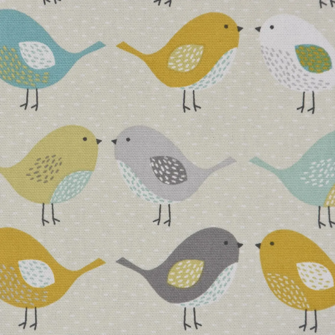 Fryett`s Englischer Dekostoff Baumwollstoff Halbpanama Birds Vögel beige grau mint senf 138cm Breite