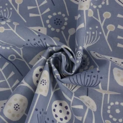 Fryett`s Englischer Dekostoff Baumwollstoff Halbpanama Blumen abstrakt blau 138cm Breite