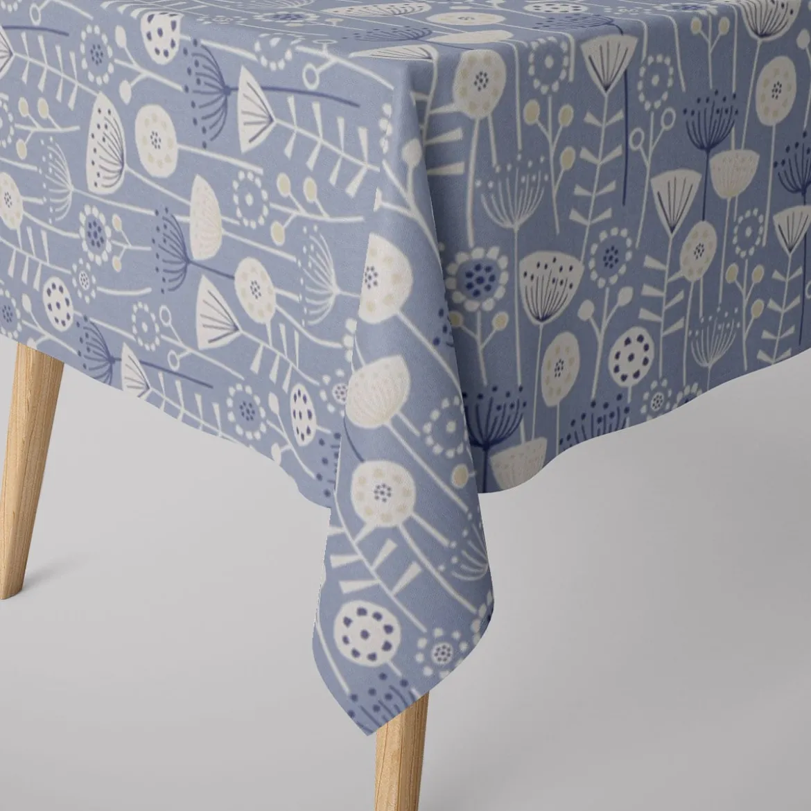 Fryett`s Englischer Dekostoff Baumwollstoff Halbpanama Blumen abstrakt blau 138cm Breite