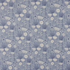 Fryett`s Englischer Dekostoff Baumwollstoff Halbpanama Blumen abstrakt blau 138cm Breite