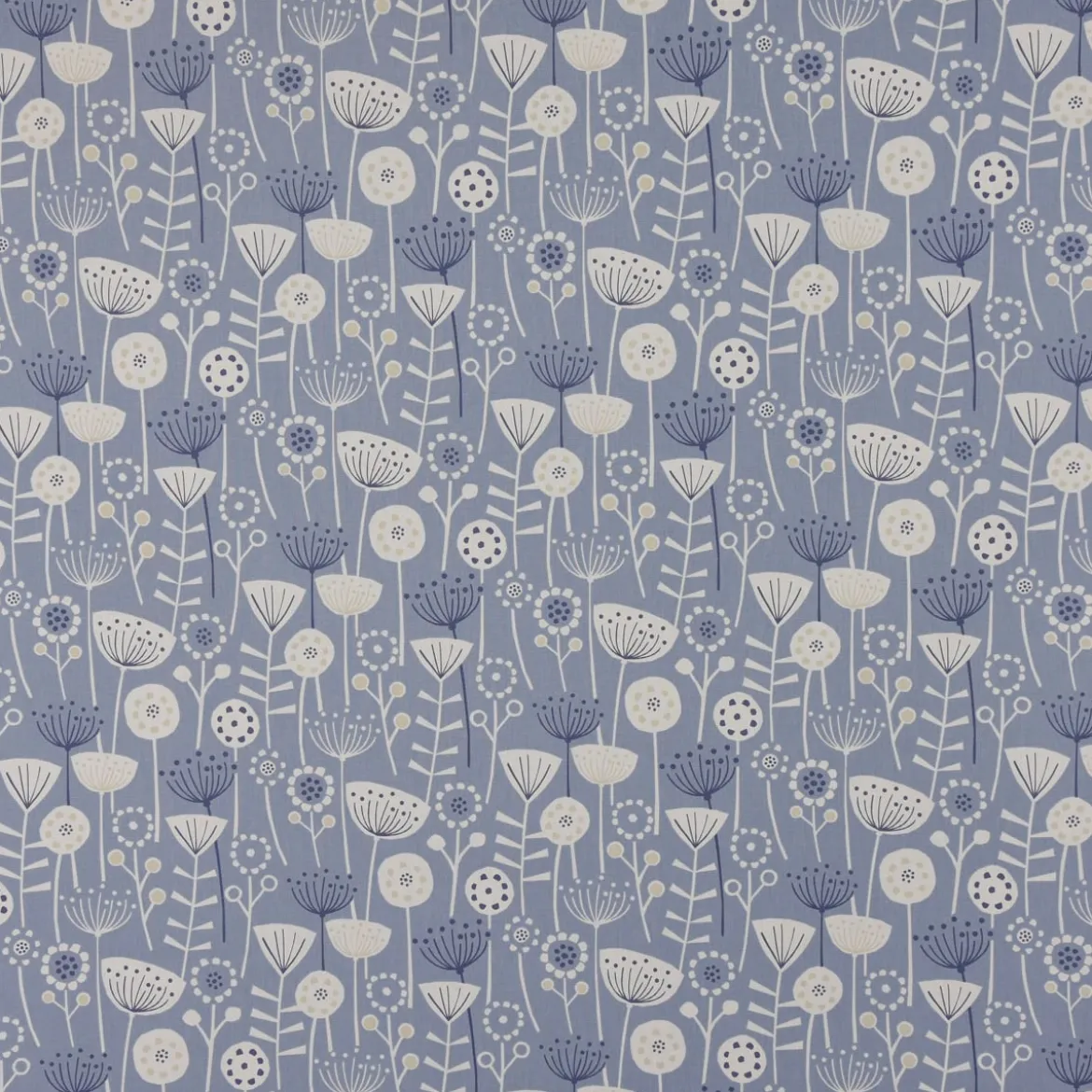Fryett`s Englischer Dekostoff Baumwollstoff Halbpanama Blumen abstrakt blau 138cm Breite