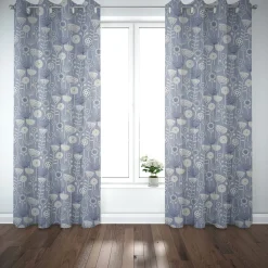 Fryett`s Englischer Dekostoff Baumwollstoff Halbpanama Blumen abstrakt blau 138cm Breite