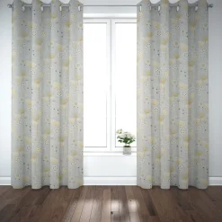Fryett`s Englischer Dekostoff Baumwollstoff Halbpanama Blumen abstrakt grau 138cm Breite