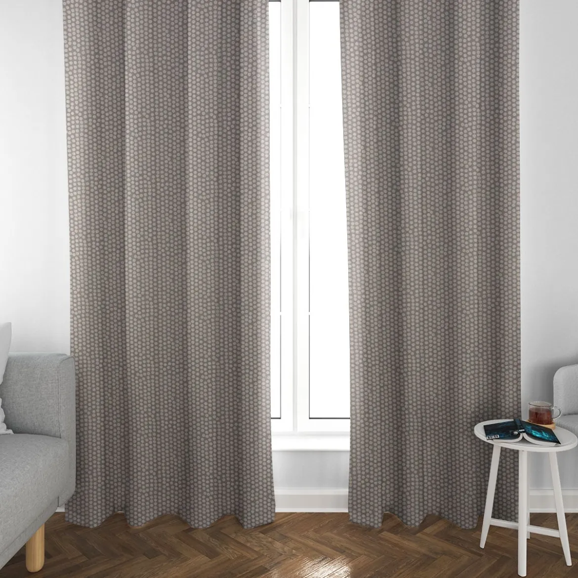 Fryett`s Englischer Dekostoff Baumwollstoff Halbpanama Spotty Punkte grau 138cm Breite