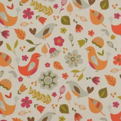 Fryett`s Englischer Dekostoff Baumwollstoff Halbpanama Blumen Vögel beige bunt 138cm Breite