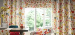 Fryett`s Englischer Dekostoff Baumwollstoff Halbpanama Blumen Vögel beige bunt 138cm Breite
