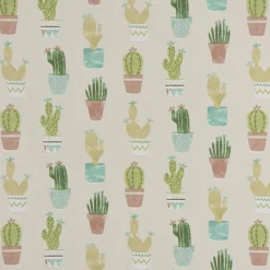 Fryett`s Englischer Dekostoff Baumwollstoff Halbpanama Cactus Kaktus Kakteen natur grün 138cm Breite