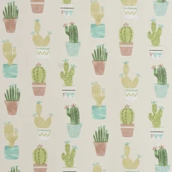 Fryett`s Englischer Dekostoff Baumwollstoff Halbpanama Cactus Kaktus Kakteen natur grün 138cm Breite