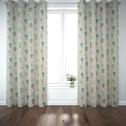 Fryett`s Englischer Dekostoff Baumwollstoff Halbpanama Cactus Kaktus Kakteen natur grün 138cm Breite