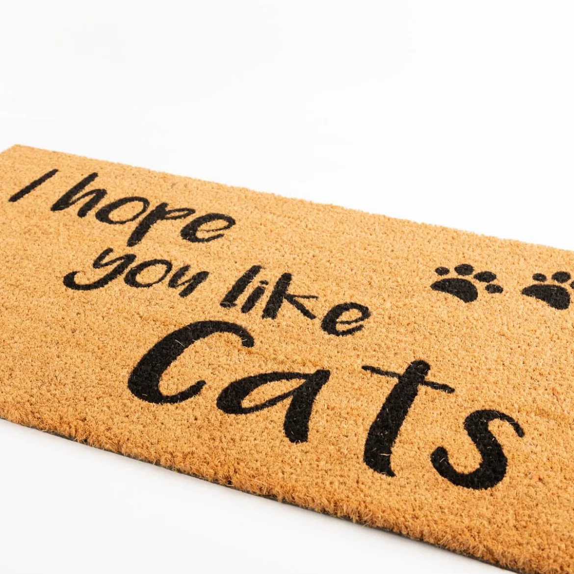 Fußmatte Katzenpfoten Kokosnussfaser Kunststoff natur braun schwarz 75x45x1cm von Clayre & Eef