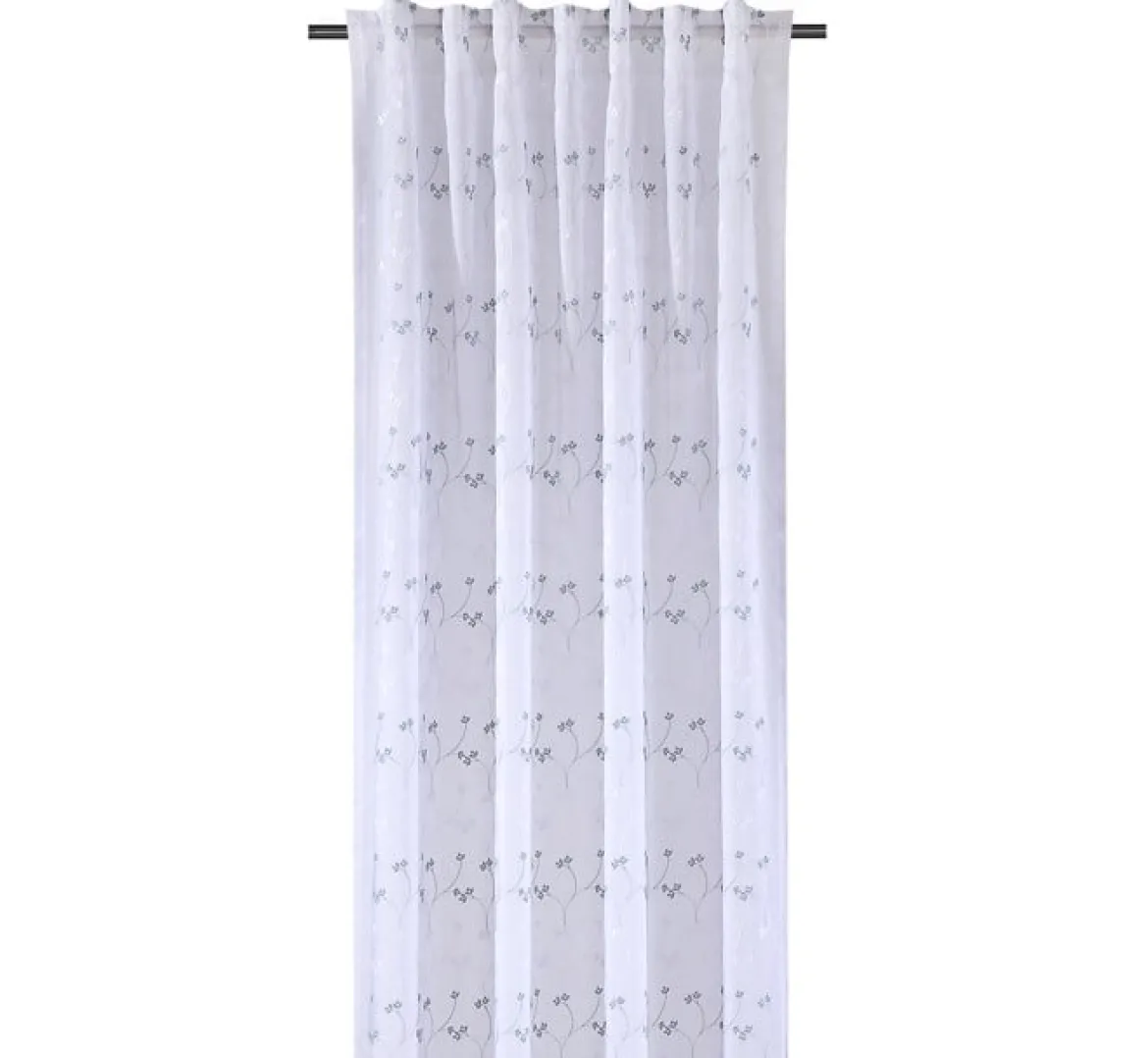 Gardine mit Schlaufenband Blümchen-Stickerei weiß mintgrün 140x245cm