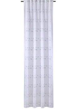 Gardine mit Schlaufenband Blümchen-Stickerei weiß mintgrün 140x245cm