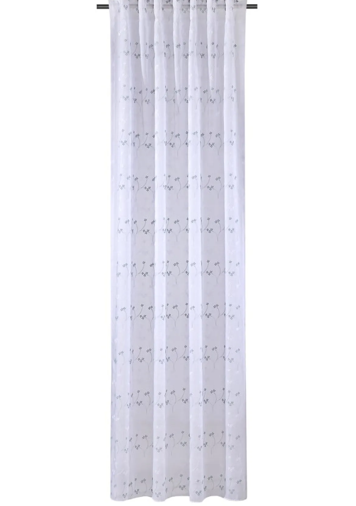 Gardine mit Schlaufenband Blümchen-Stickerei weiß mintgrün 140x245cm
