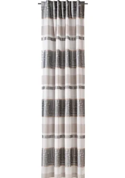 Gardine mit Schlaufenband Jacquard Streifen weiß blaugrau 140x245cm