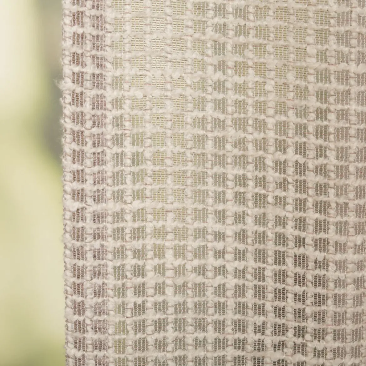 Gardine mit Schlaufenband rustikale Bouclé Karos Natur Taupe 140x245cm