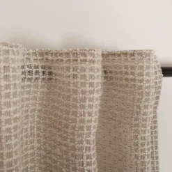 Gardine mit Schlaufenband rustikale Bouclé Karos Natur Taupe 140x245cm