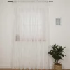 Gardine mit Schlaufenband Voile Boucle-Streifen Wollweiß Grau in div. Größen