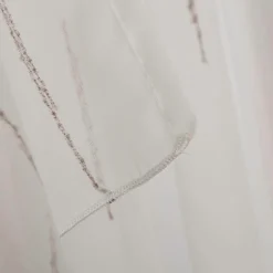 Gardine mit Schlaufenband Voile Boucle-Streifen Wollweiß Grau in div. Größen